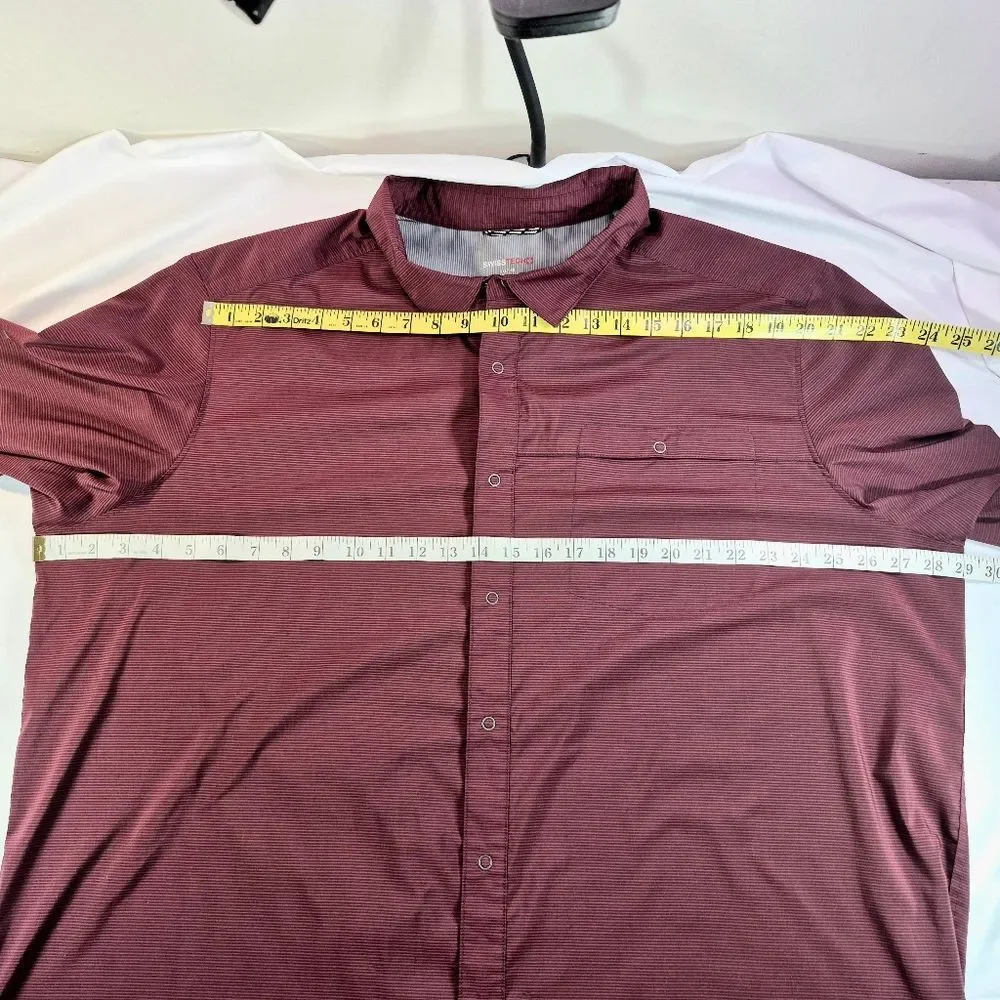 Swiss Tech Men's Maroon Performance Short Sleeve Button Down Shirt 3X